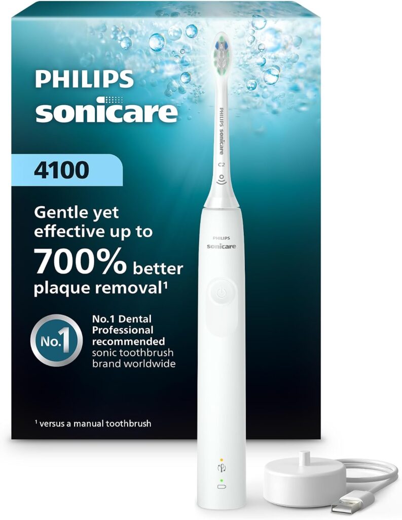 Philips Sonicare 4100 Rechargeable Electric Toothbrush, White, HX3681/23
