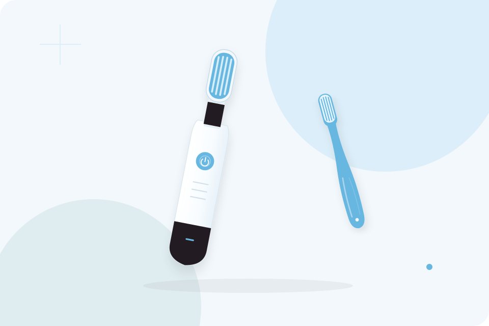 Illustration of electric and manual toothbrushes